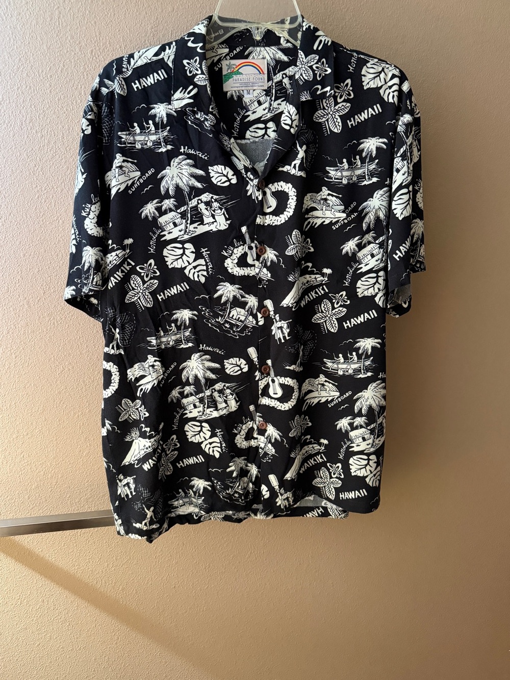 Paradise Found Black & Cream Graphic Print Aloha Shirt